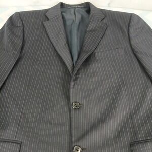 Burberry Blazer Mens 42 LNG BLack Blue beaded stripe wool jacket sport coat